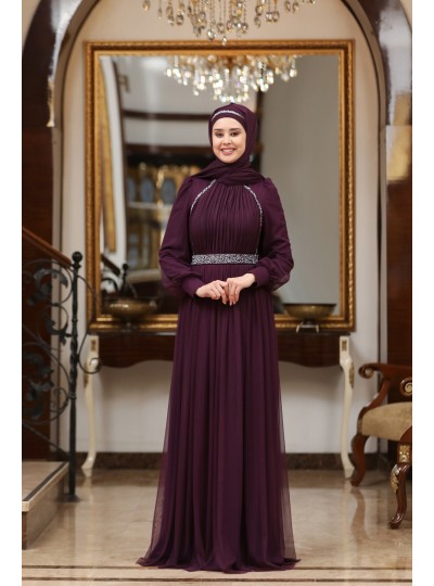 Efsane Büyük Beden Tesettür Abiye - Mor