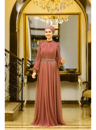 Efsane Büyük Beden Tesettür Abiye - Soğan Kabuğu