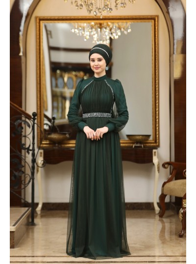 Efsane Büyük Beden Tesettür Abiye - Zümrüt