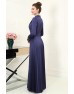 Hafsa Saten Tesettür Abiye - Lacivert