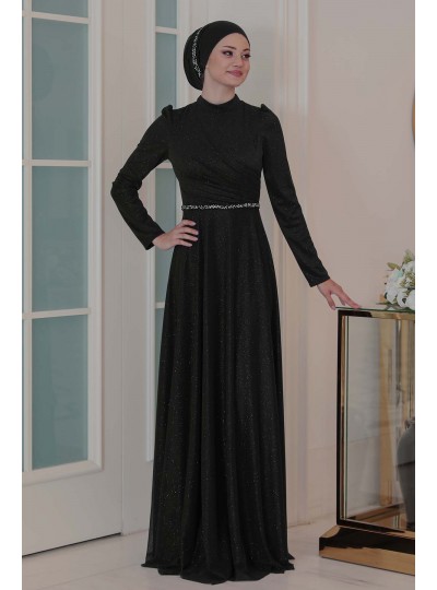 Işıl Büyük Beden Tesettür Abiye - Siyah