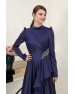 Nazende Saten Tesettür Abiye - Lacivert