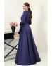 Nazende Saten Tesettür Abiye - Lacivert