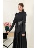 Nazende Saten Tesettür Abiye - Siyah