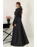 Nazende Saten Tesettür Abiye - Siyah